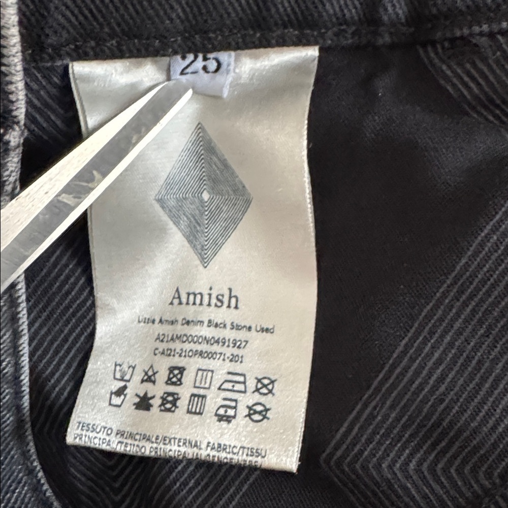 NEW Amish Lizzie Black Wash Straight Leg Luxury Denim Jeans Size 25 100% cotton - Picture 8 of 9